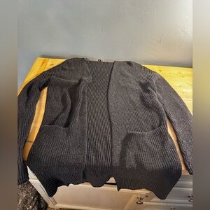 Universal Thread Black Ribbed Open-Front Cardigan